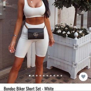 White Biker Shorts Set